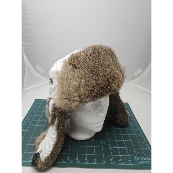 Mad Bomber White Nylon Rabbit Fur Trapper Hat Ear Flaps Size Medium 22" - Picture 1 of 11